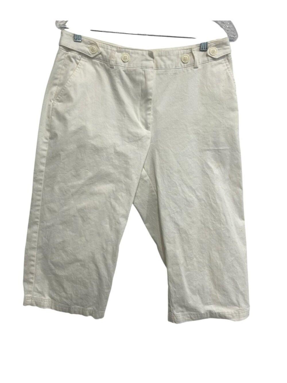 Briggs New York Womens White Cotton Blend Capri Pants Size 10